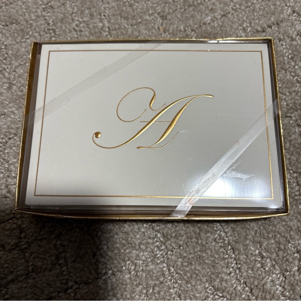 Caspari Gold Embossed Initial A Note Cards With Envelope 8 Ct
